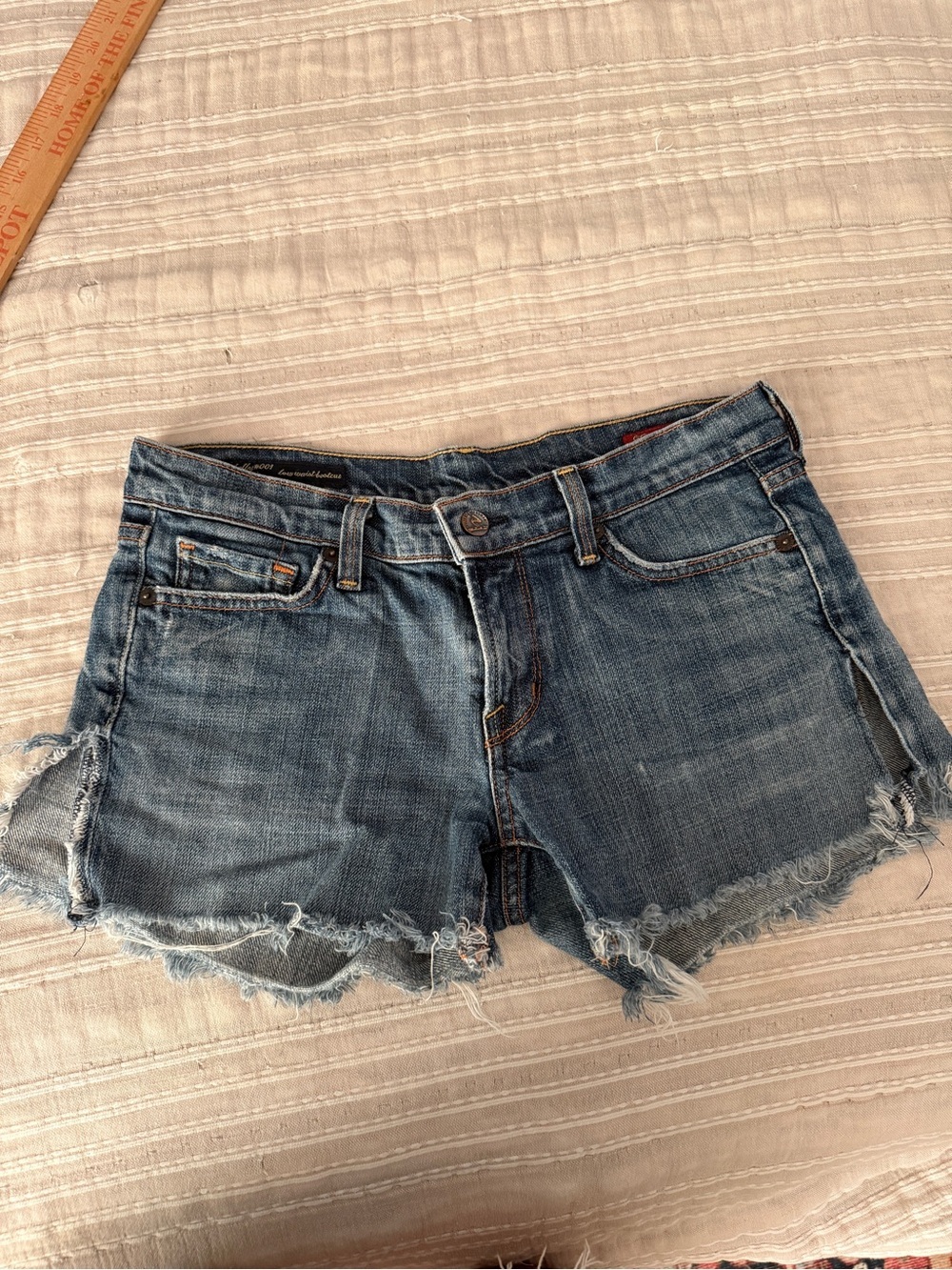 Citizens Of Humanity Frayed Blue Denim Cutoff Shorts
